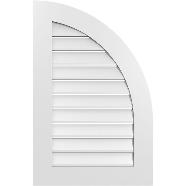 Ekena Millwork Quarter Round Top Right Surface Mount PVC Gable Vent w/ 3-1/2"W x 1"P Standard Frame, 22"W x 34"H GVPQR22X3401SF - main